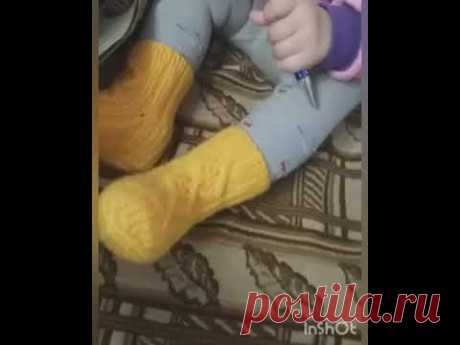 Носки с ромбами спицами ссылка на видео в описании