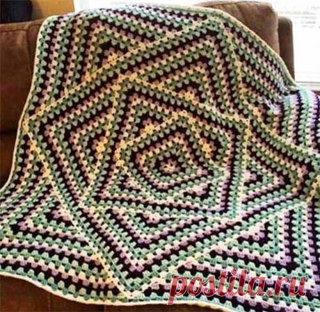 Необычный плед из &quot;бабушкиного квадрата&quot;