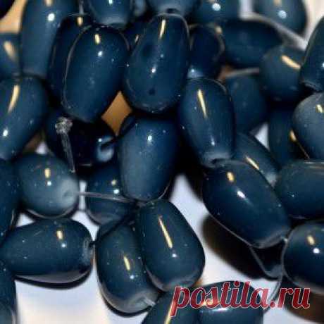 Бусины &amp;#8211; капли стеклянные серо-синие 13ммх8мм