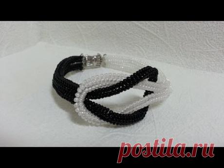 Черно-белый браслет из бисера "Инь Янь"/Black and white bead bracelet "in Yan" - YouTube