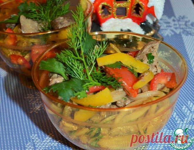 Печеночный пикантный салат с овощами – кулинарный рецепт