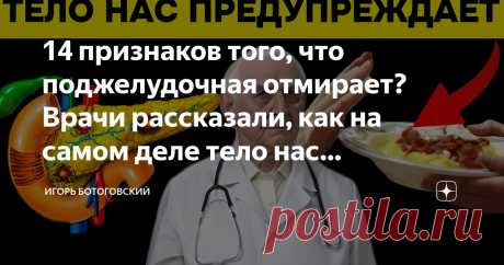14 признаков того, что поджелудочная отмирает? Врачи рассказали, как на самом деле тело нас предупреждает Статья автора «Игорь Ботоговский» в Дзене ✍: Согласно мнению медицинских специалистов, поджелудочная железа представляет собой орган, работа которого имеет огромное значение для нашего здоровья.