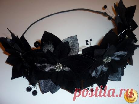 Ободок из атласных лент своими руками
