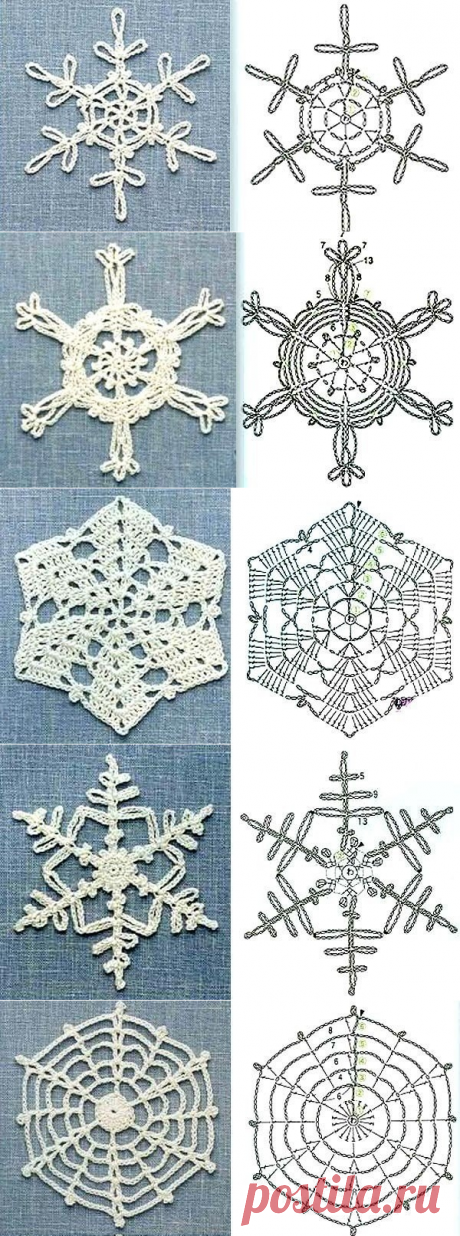 Вязаные снежинки. Схемы