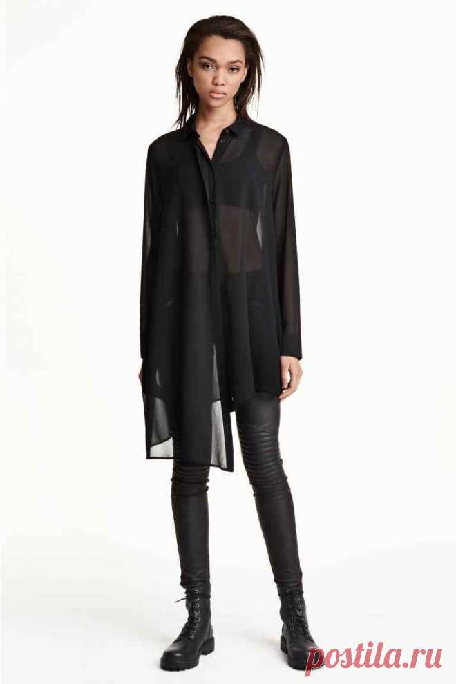 Асимметричная рубашка, шифон | H&M