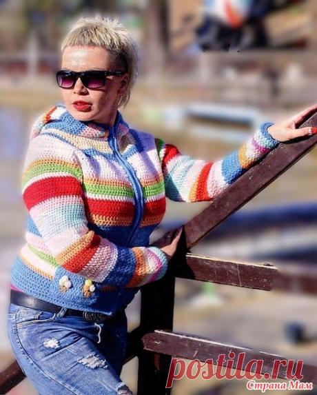 Полосатый бомбер. Крючок. - ВЯЗАНАЯ МОДА+ ДЛЯ НЕМОДЕЛЬНЫХ ДАМ - Страна Мам