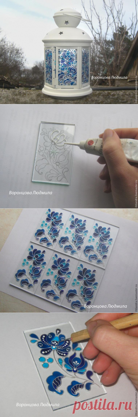 МАСТЕР-КЛАСС: ВИТРАЖНЫЙ ФОНАРИК В СТИЛЕ &quot;ГЖЕЛЬ»