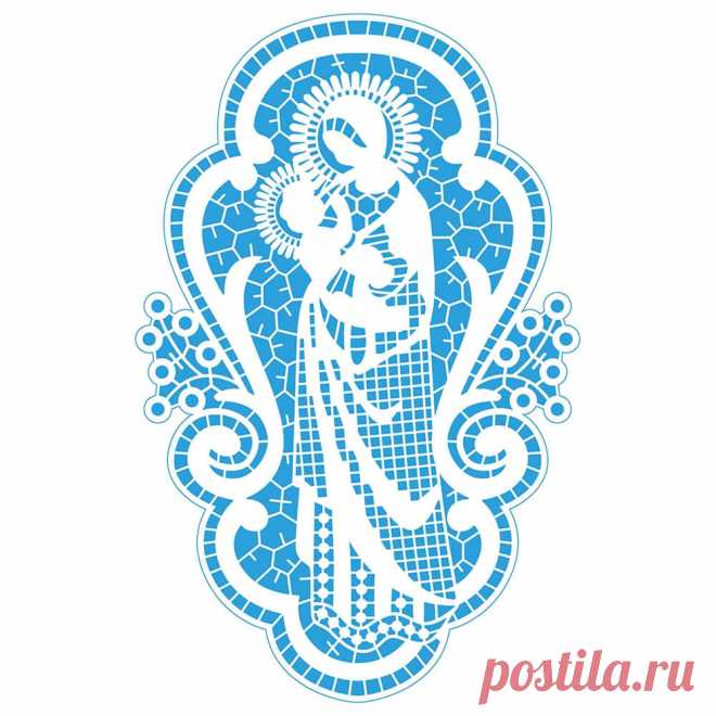 Plantilla Rectangular Navideña - Nuestra Señora y Jesús | litoarte