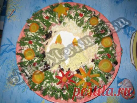 Слоеный салат «Рождественский венок»