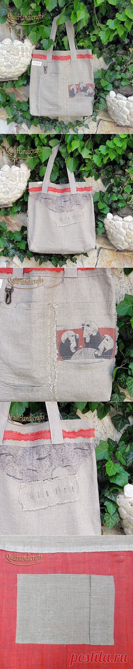 Safari bag Large linen beach bag Market bag by QuiltHandicrafts