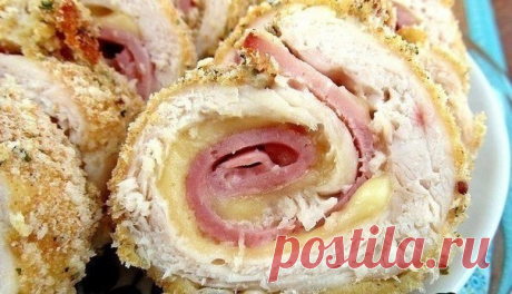 Куриные рулеты с ветчиной и сыром