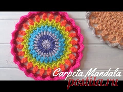 Tejé Carpeta Mandala MULTICOLOR a Crochet - Paso a Paso