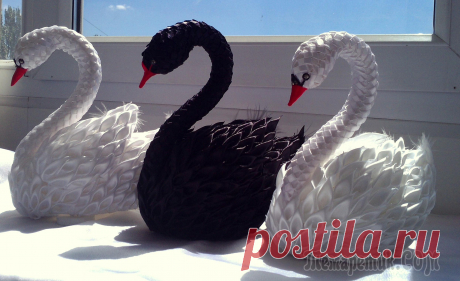 Шикарные лебеди из атласных лент » Женский Мир