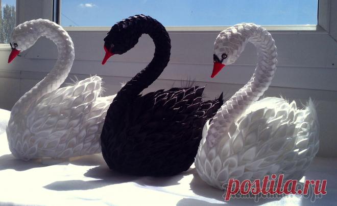 Шикарные лебеди из атласных лент » Женский Мир