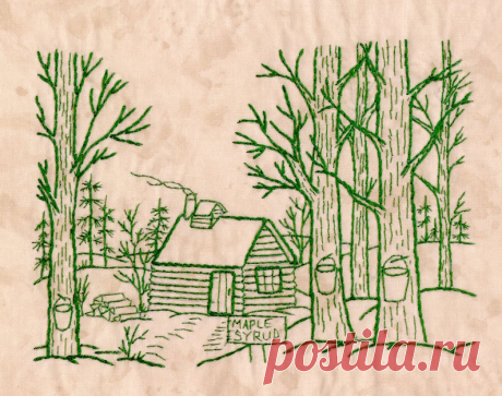 Northwoods Memories Quilt Pattern 12 Redwork Hand Embroidery | Etsy