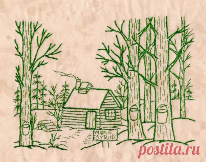 Northwoods Memories Quilt Pattern 12 Redwork Hand Embroidery | Etsy