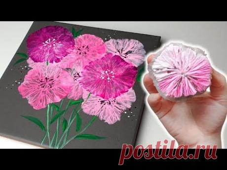(719) So beautiful! How to paint a pink bouquet |  Easy Painting for beginners | Designer Gemma77