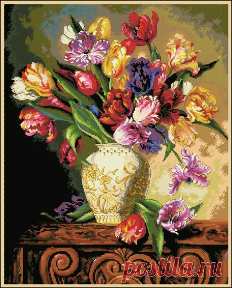 Сачать схему вышивки &quot;Parrot Tulips&quot;