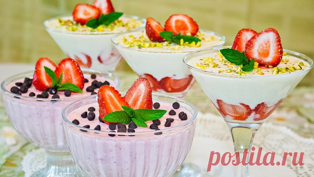 Творожно-сметанный десерт с клубникой, рецепт вкусного и легкого десерта!
