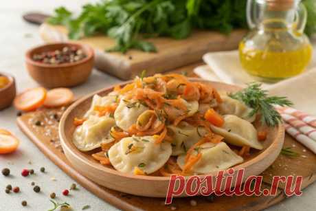 Пельмени с квашеной капустой – вкус детства!

Пельмешки с нежной начинкой из ароматной квашеной капусты
 превращают обычный обед в праздник вкуса  Попробуйте удивить своих близких необычным блюдом, приготовленным по традиционному рецепту!

Ингредиенты:
 400 г пельменей «Пельмешки от Петровны»
 2 ст.л. сливочного масла  
 1 луковица среднего размера  
 1 морковь средних размеров  
 1 зубчик чеснока  
 соль и черный молотый перец по вкусу

Приготовление:  
Очистите лук и мел...