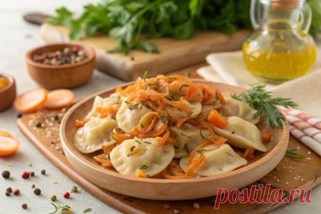 Пельмени с квашеной капустой – вкус детства!

Пельмешки с нежной начинкой из ароматной квашеной капусты
 превращают обычный обед в праздник вкуса  Попробуйте удивить своих близких необычным блюдом, приготовленным по традиционному рецепту!

Ингредиенты:
 400 г пельменей «Пельмешки от Петровны»
 2 ст.л. сливочного масла  
 1 луковица среднего размера  
 1 морковь средних размеров  
 1 зубчик чеснока  
 соль и черный молотый перец по вкусу

Приготовление:  
Очистите лук и мел...