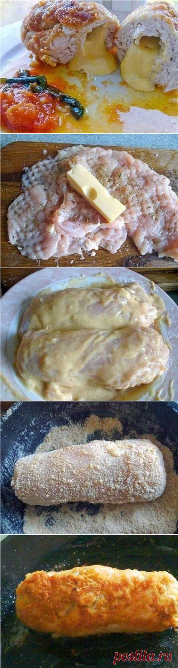 Нескучная грудка (куриная грудка с сыром в сухарях)