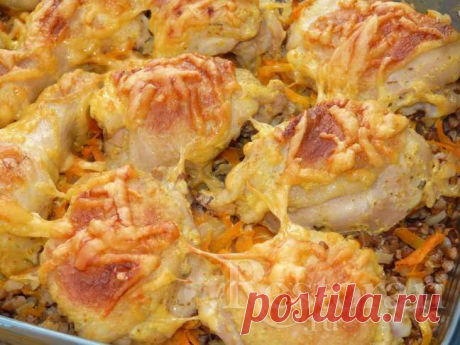 «Быстрый ужин» - греча с куриными ножками под сыром