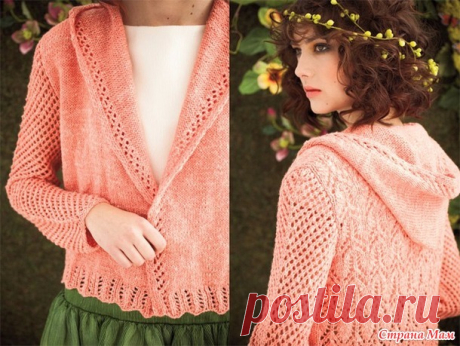 . Ажурный жакет LACE BACK HOODIE с капюшоном спицами - Вязание - Страна Мам