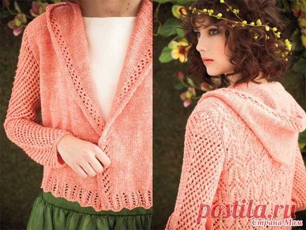 . Ажурный жакет LACE BACK HOODIE с капюшоном спицами - Вязание - Страна Мам