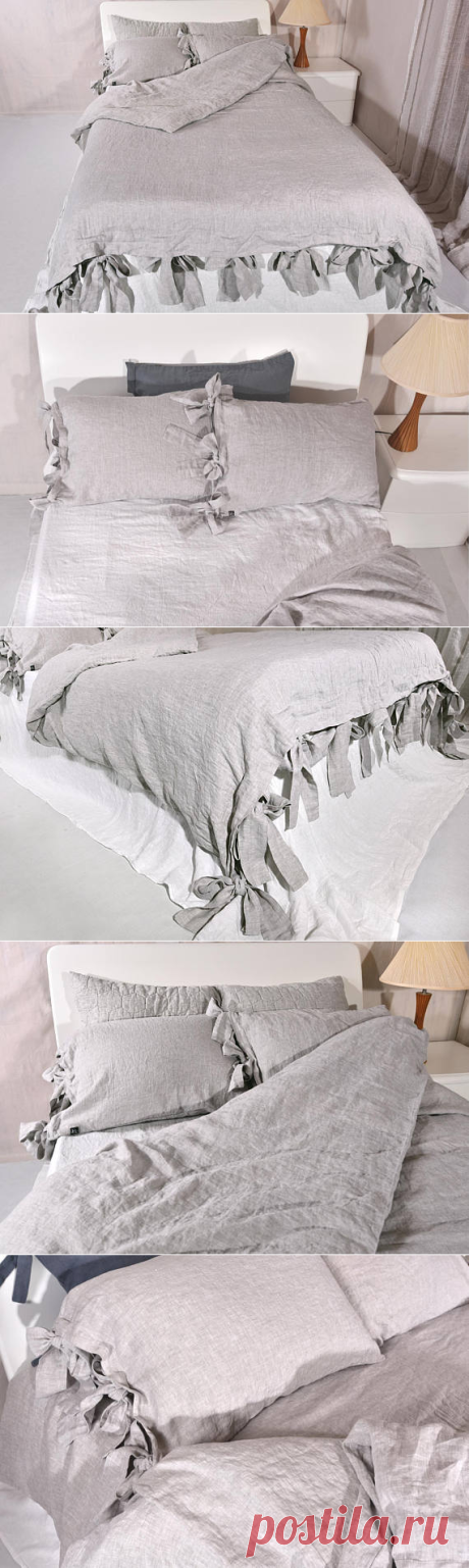 Stonewashed Linen Bedding Set of Duvet Cover &amp; Pillowcases