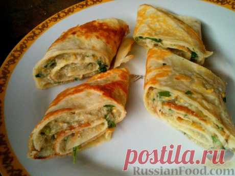 Рецепт: Блинные рулетики с баклажанами на RussianFood.com