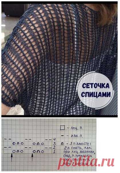 Кофта-сеточка спицами