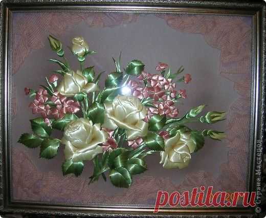 Восхитительные розы. Аппликация из соломки. Мастер-класс.