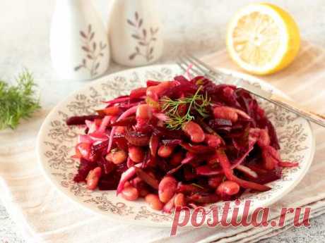 Салат из свеклы, соленых огурцов и фасоли — рецепт с фото пошагово