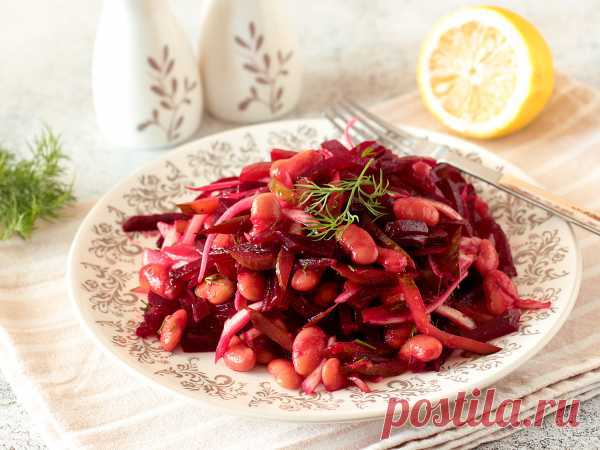 Салат из свеклы, соленых огурцов и фасоли — рецепт с фото пошагово