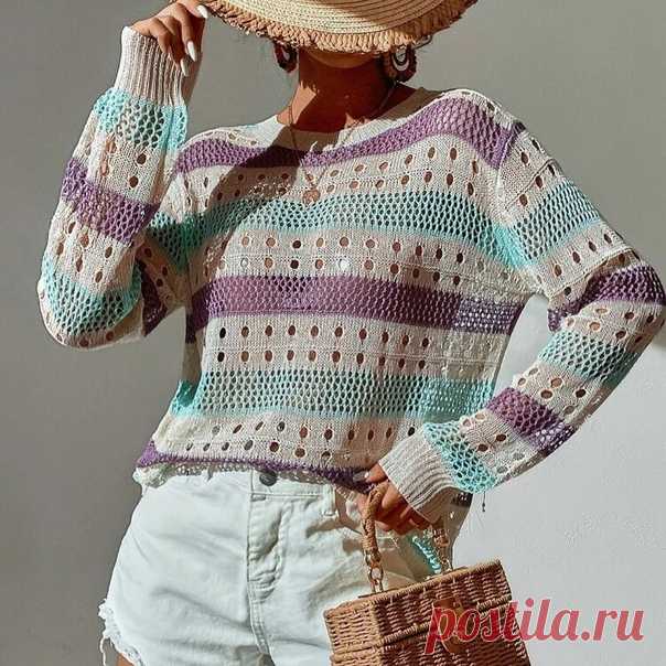 АЖУРНЫЙ ДЖЕМПЕР ОТ КИТАЙСКОГО БРЕНДА SHEIN. УЗОР
#вязание #рукоделие #вязание_спицами

Ажурный джемпер от китайского бренда Shein — стильная полосатая модель на лето!

Вкусное сочетание молочно-белого, сиреневого и мятного цветов. Такой джемпер отлично будет смотреться и в крупном мегаполисе, и на пляже с золотистым песочком. А особенно хорошо такая расцветка подчёркивает загар.

Задорные полосочки в сочетании с простыми ажурными узорами — составила схему вязания.

Данная ...