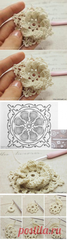 Объемный вязаный цветок и детские идеи.