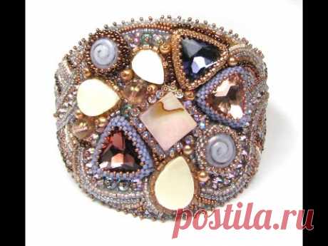 Triangle 18mm bezel bead embroidery Ann Benson
