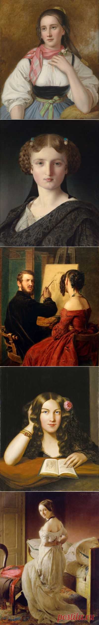 Австрийский художник бидермейер Johann Baptist Reiter (1813 - 1890)... ЖанровоПортретное.