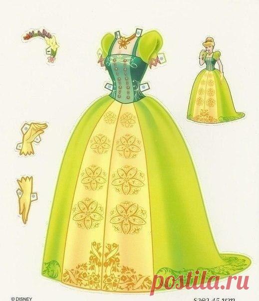 Бумажная кукла Золушка с одежками