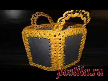 COMO HACER CESTA DE TETRA PAK Y BOLSAS PLÁSTICAS