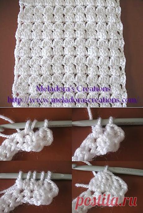 Кластер стежка Шарф - Creations Бесплатный вязания крючком Meladora в &amp; Учебники