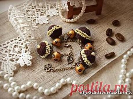 Делаем браслет &quot;Coffee time&quot; с декорированными бусинами валяными и деревянными - Ярмарка Мастеров - ручная работа, handmade