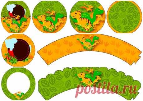 Fiesta de Dinosaurios: Wrappers y Toppers para Cupcakes para Imprimir Gratis. | Ideas y material gratis para fiestas y celebraciones Oh My Fiesta!