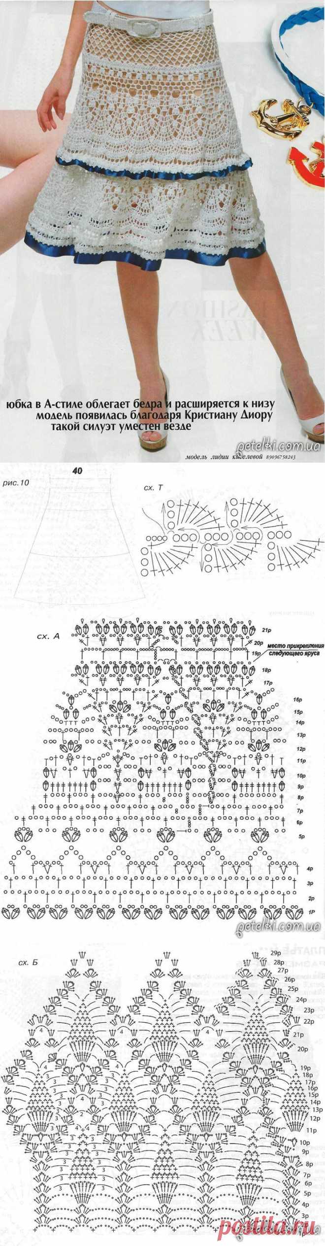 Вяжем крючком. Юбка ярусами. Описание, схемы
