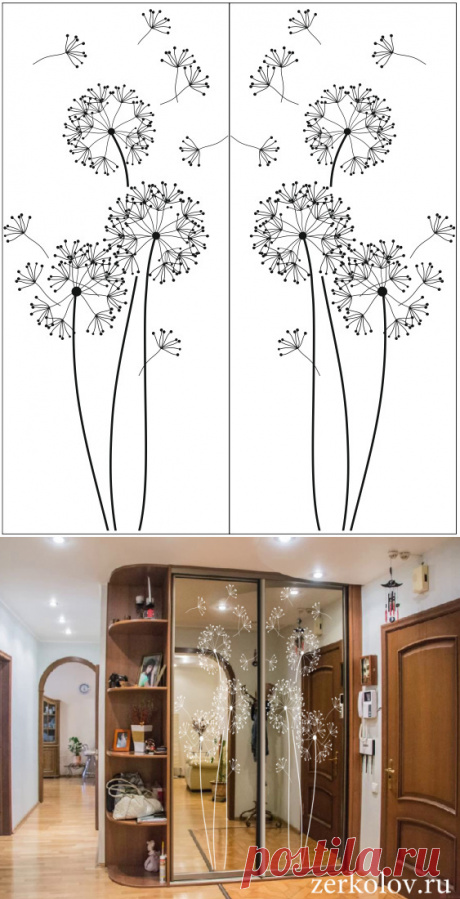 Пескоструйный рисунок Одуванчики в векторе 458 | Магазин цифровых товаров