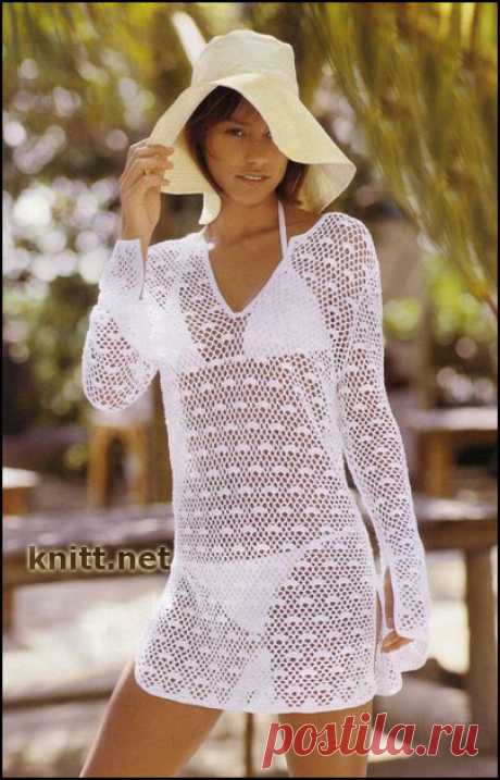 Белая туника крючком