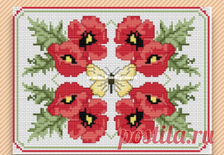 Alita Designs - Композиция с маками - Вышивка крестиком бесплатно Связь / загрузка (не могу опубликовать только новую ветку ответа) -Сканированные узоры для вышивки крестиком-PinDIY