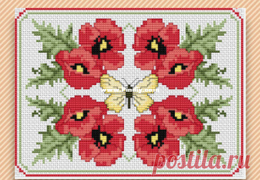 Alita Designs - Композиция с маками - Вышивка крестиком бесплатно Связь / загрузка (не могу опубликовать только новую ветку ответа) -Сканированные узоры для вышивки крестиком-PinDIY