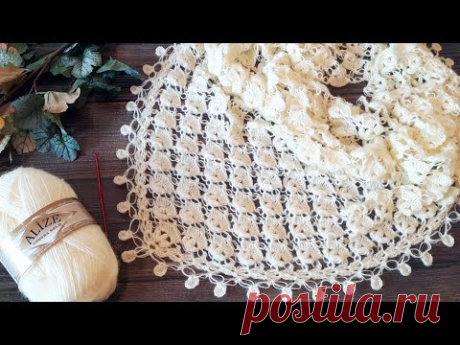 Вяжем бактус (шаль) "Жемчужина Нила" крючком. Легко❗раппорт всего 2 ряда.